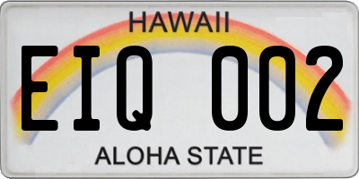 HI license plate EIQ002