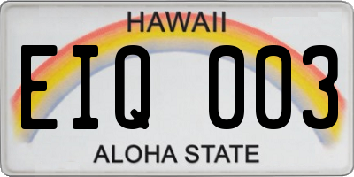HI license plate EIQ003