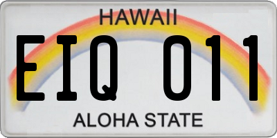 HI license plate EIQ011