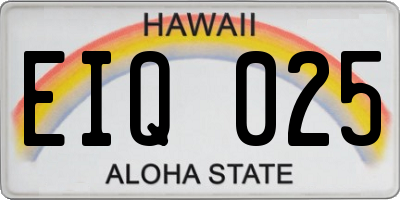 HI license plate EIQ025