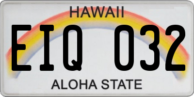 HI license plate EIQ032