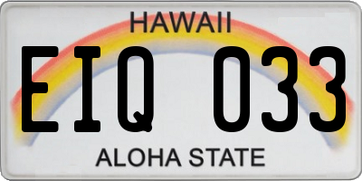 HI license plate EIQ033