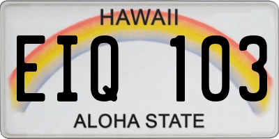 HI license plate EIQ103