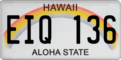 HI license plate EIQ136