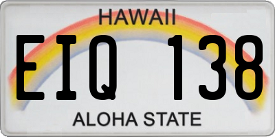 HI license plate EIQ138