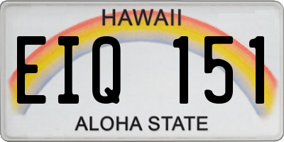 HI license plate EIQ151