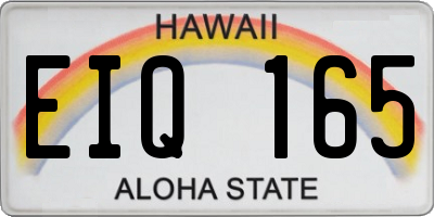 HI license plate EIQ165
