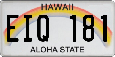 HI license plate EIQ181