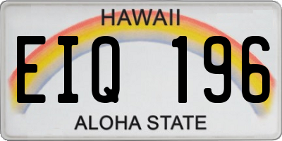HI license plate EIQ196