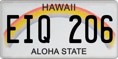 HI license plate EIQ206