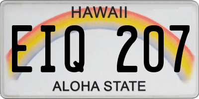 HI license plate EIQ207