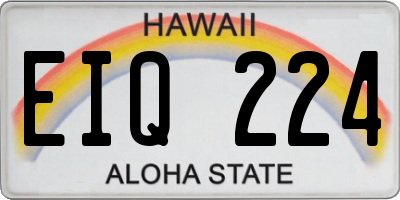 HI license plate EIQ224