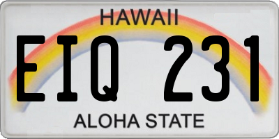 HI license plate EIQ231