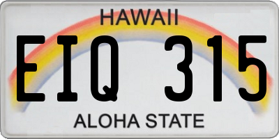 HI license plate EIQ315