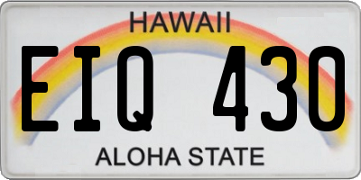 HI license plate EIQ430