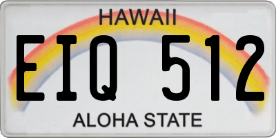 HI license plate EIQ512