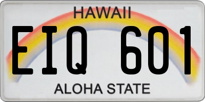 HI license plate EIQ601