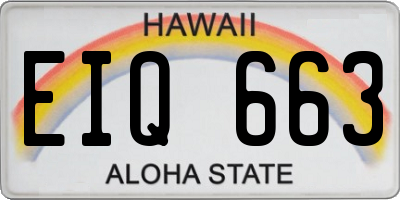 HI license plate EIQ663