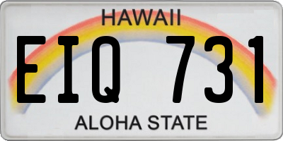 HI license plate EIQ731