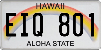 HI license plate EIQ801