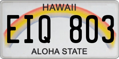 HI license plate EIQ803