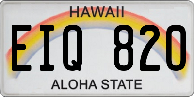 HI license plate EIQ820