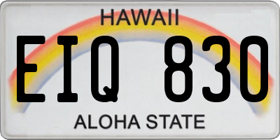 HI license plate EIQ830
