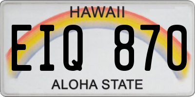 HI license plate EIQ870