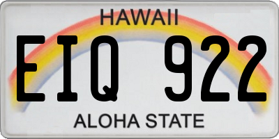 HI license plate EIQ922