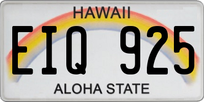 HI license plate EIQ925
