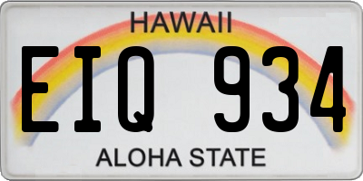 HI license plate EIQ934