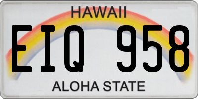 HI license plate EIQ958