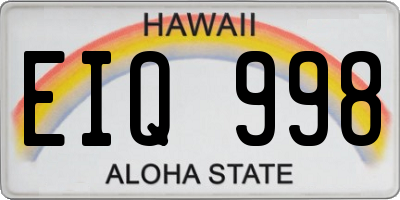 HI license plate EIQ998