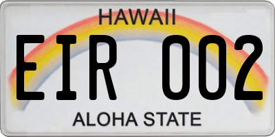 HI license plate EIR002