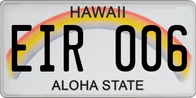 HI license plate EIR006