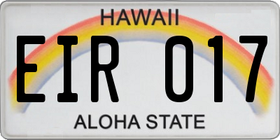 HI license plate EIR017