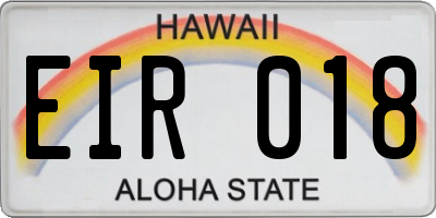 HI license plate EIR018