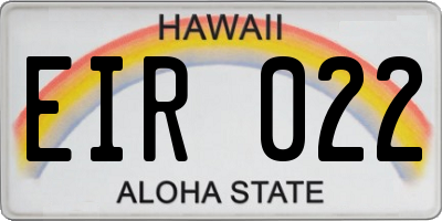 HI license plate EIR022
