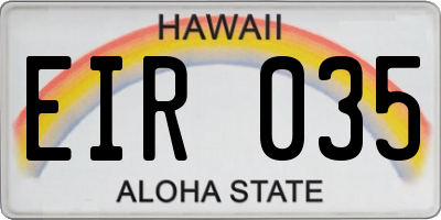 HI license plate EIR035