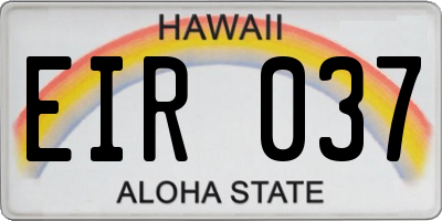 HI license plate EIR037