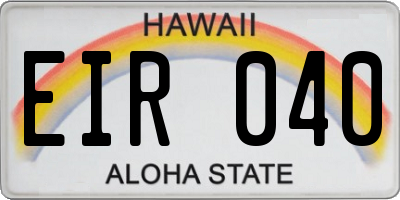 HI license plate EIR040