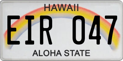HI license plate EIR047