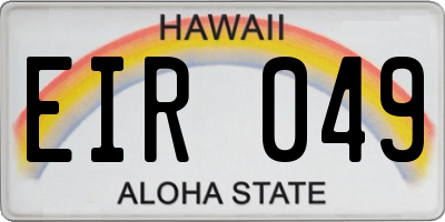 HI license plate EIR049