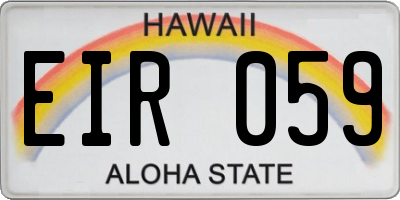 HI license plate EIR059