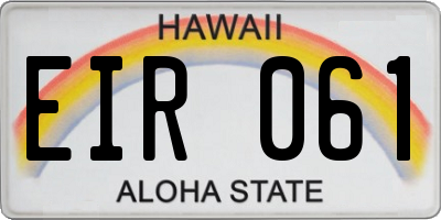 HI license plate EIR061