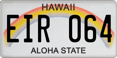 HI license plate EIR064
