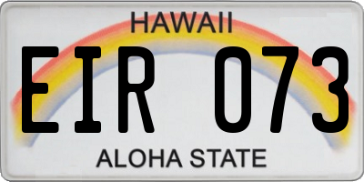 HI license plate EIR073