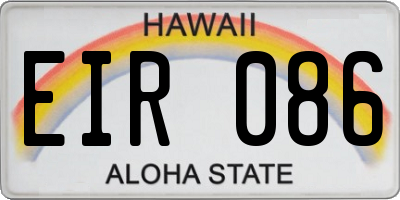 HI license plate EIR086