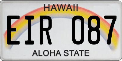 HI license plate EIR087