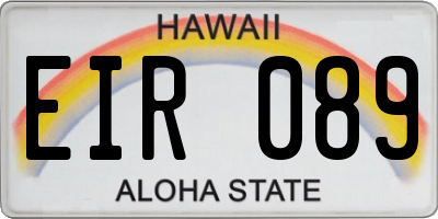 HI license plate EIR089